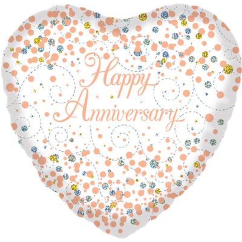 18" FOIL - HAPPY ANNIVERSARY - SPARKLING ROSE GOLD