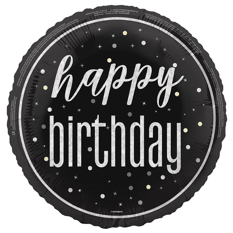 18" FOIL - HAPPY BIRTHDAY - BLACK GLITZ