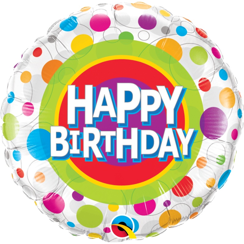 18" FOIL - HAPPY BIRTHDAY - COLOURFUL DOTS