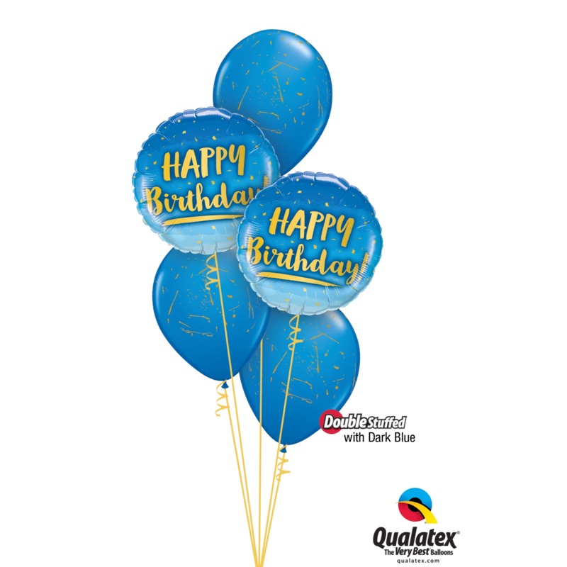 BALLOON BOUQUET - BLUE & GOLD BIRTHDAY