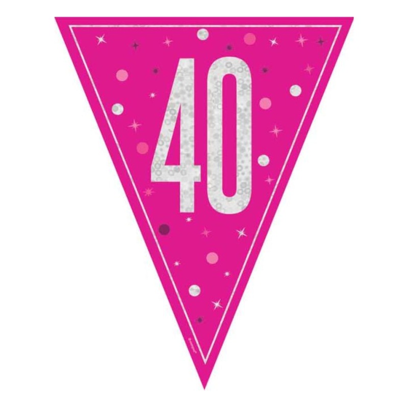 BUNTING - 40th - PINK GLITZ