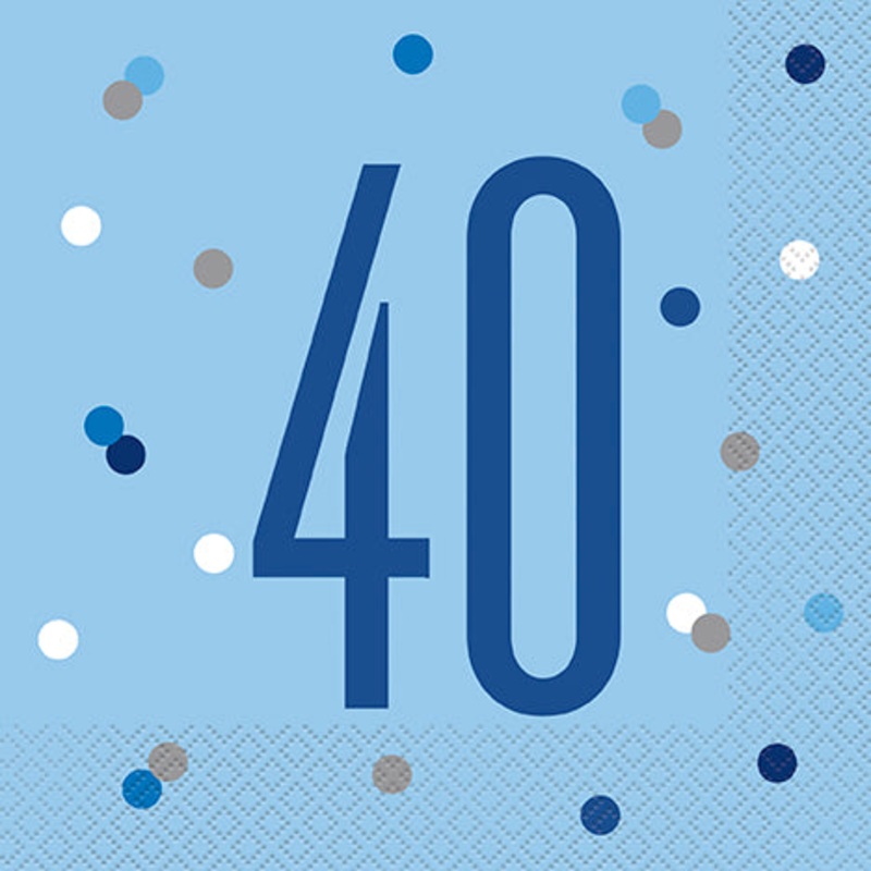 NAPKINS - 40th - BLUE - PACK OF 16