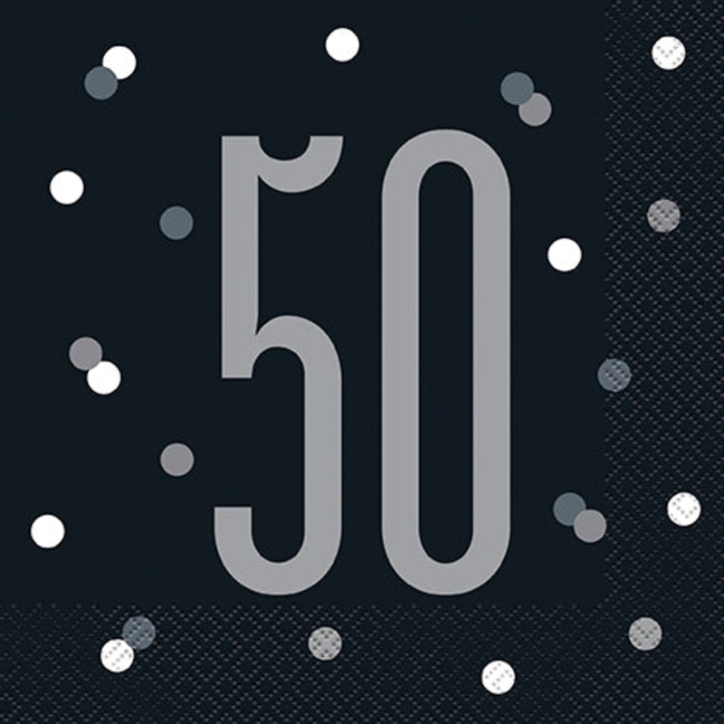 NAPKINS - 50th BLACK - PACK OF 16