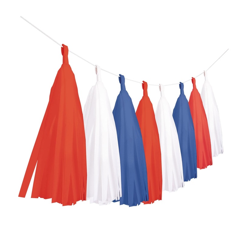 TASSEL GARLAND - RED, WHITE & BLUE