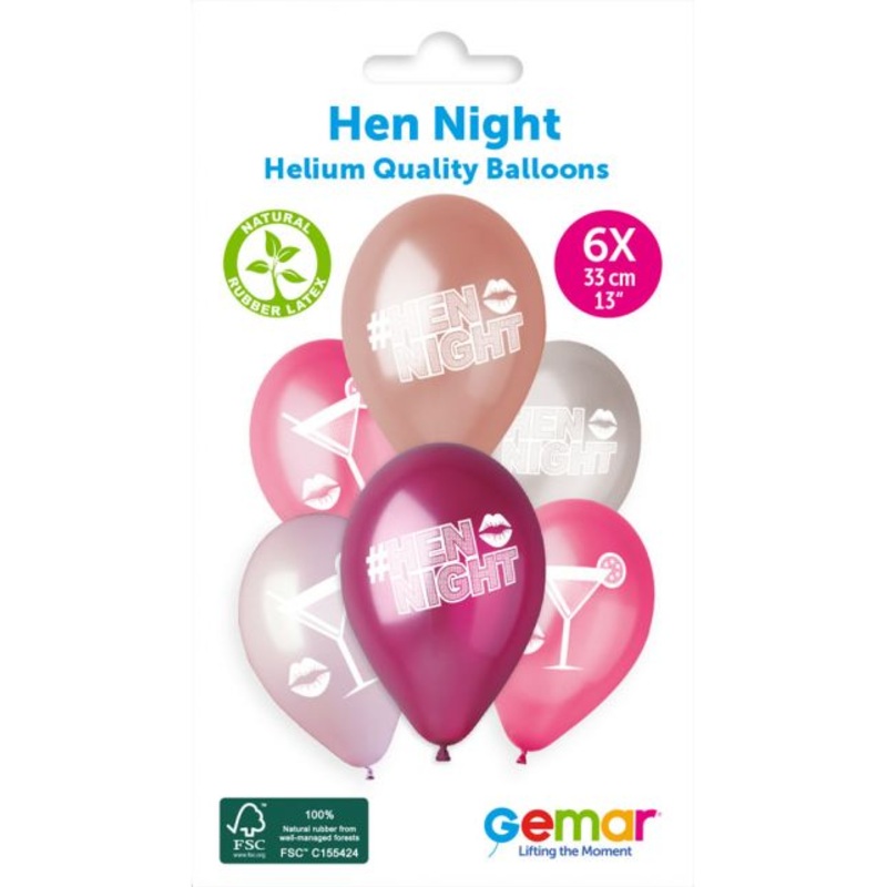 13" LATEX - HEN NIGHT - PACK OF 6