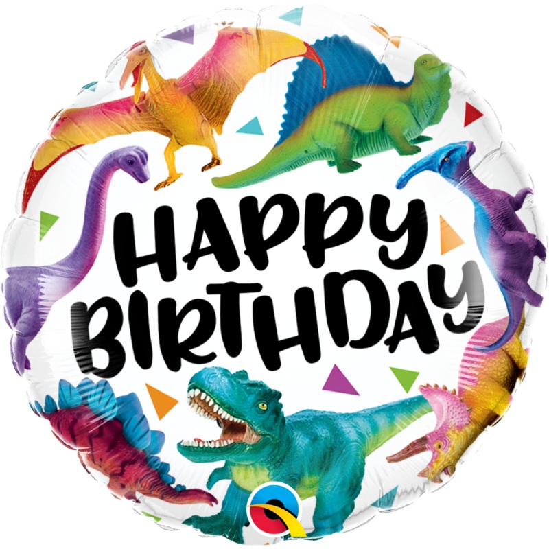 18" FOIL - HAPPY BIRTHDAY - COLOURFUL DINOSAURS