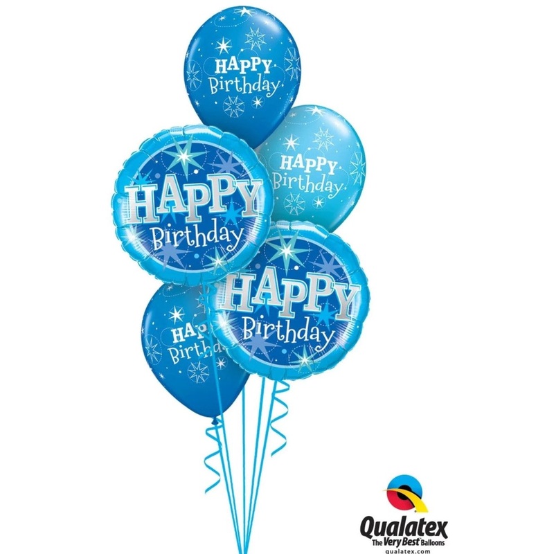 BALLOON BOUQUET - BLUE HAPPY BIRTHDAY