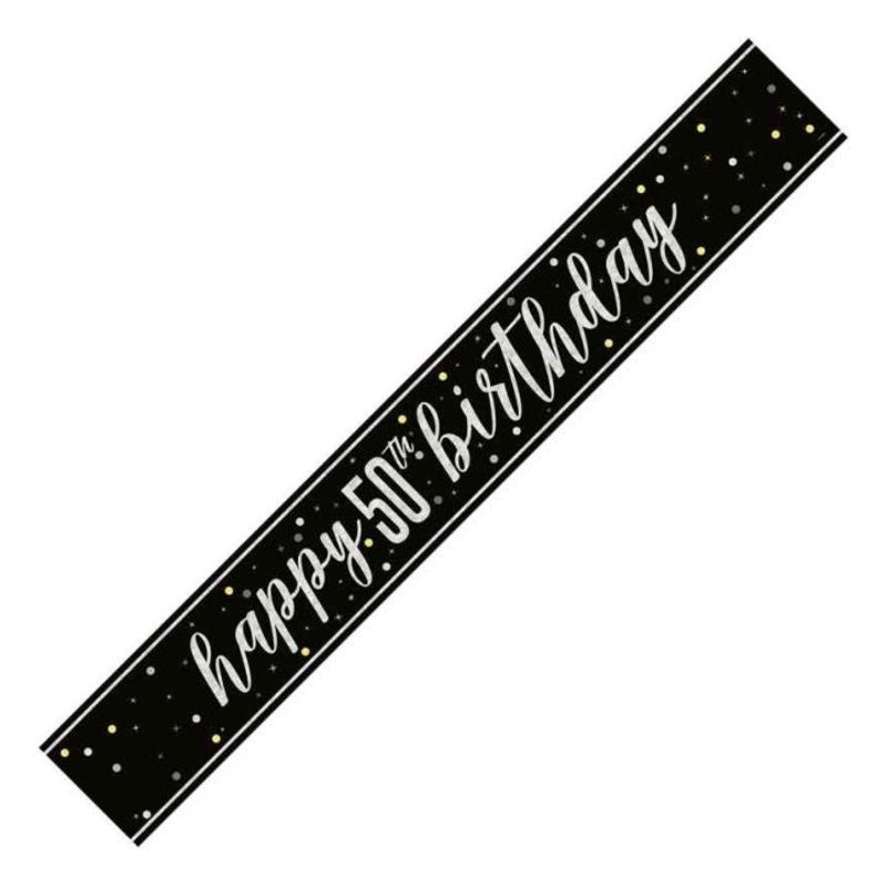 BANNER - HAPPY 50th BIRTHDAY - BLACK GLITZ