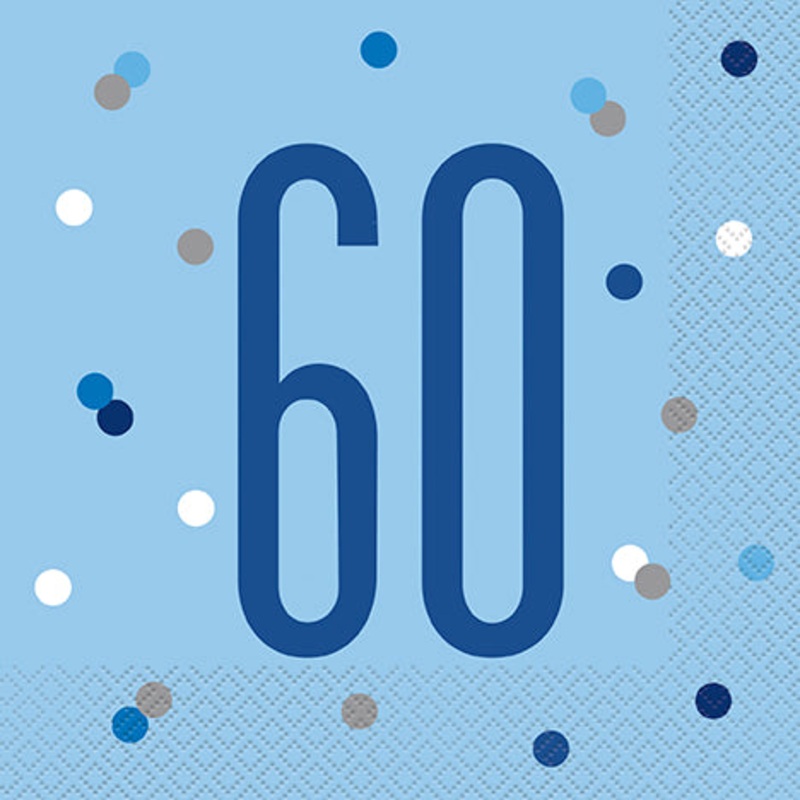 NAPKINS - 60th BLUE - PACK OF 16