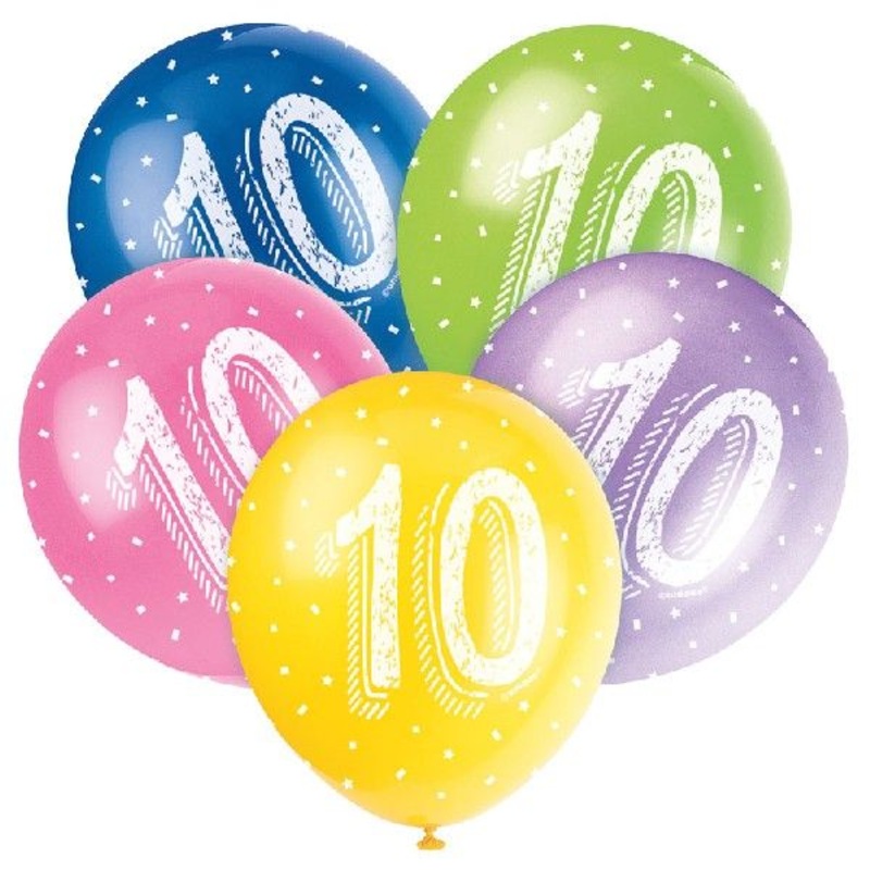 PACK OF 5 LATEX - AGE 10  - ASSORTED COLOURS