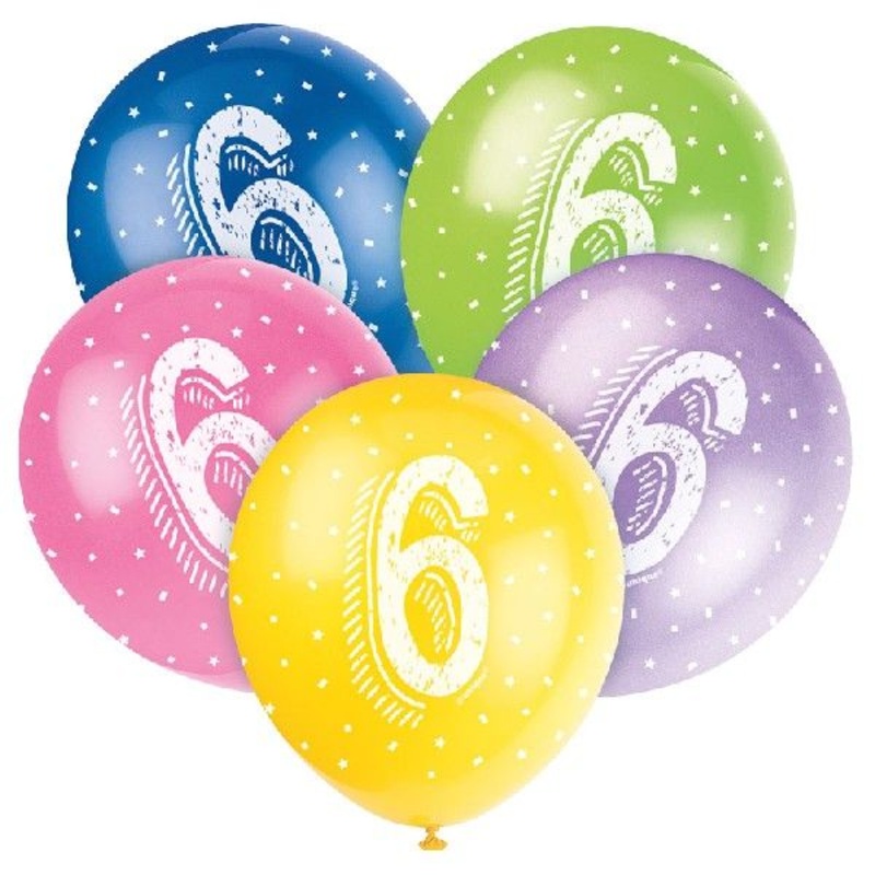 PACK OF 5 LATEX - AGE 6  - ASSORTED COLOURS