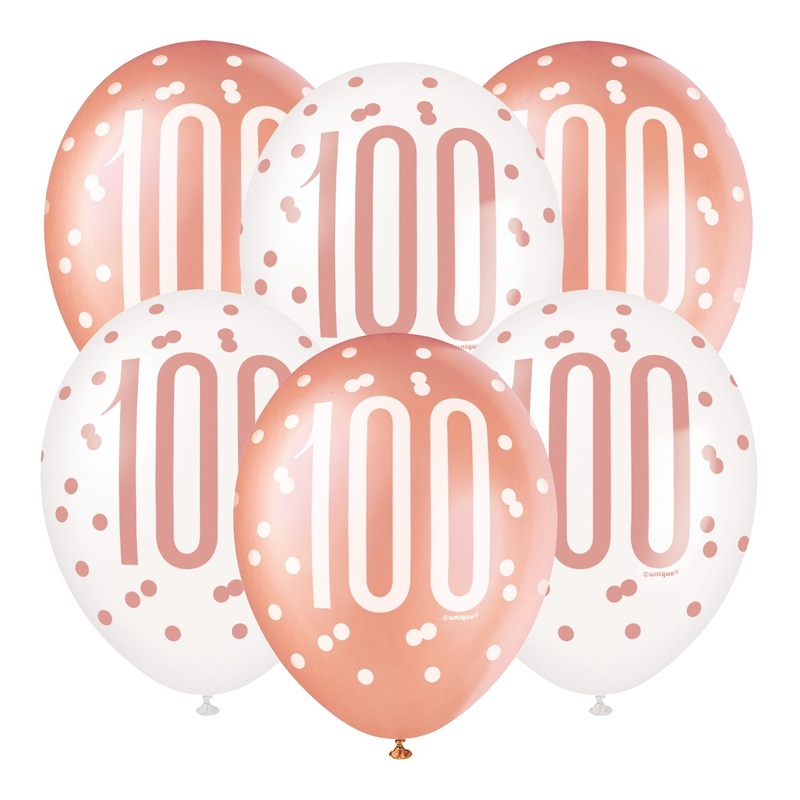 PACK OF 6 LATEX - 100th - ROSE GOLD