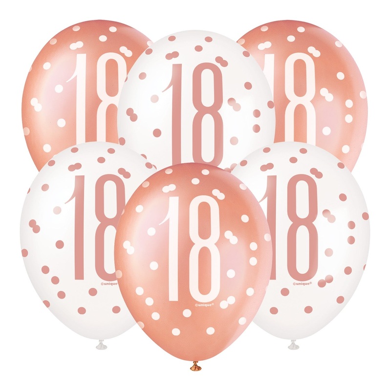 PACK OF 6 LATEX - 18th - ROSE GOLD