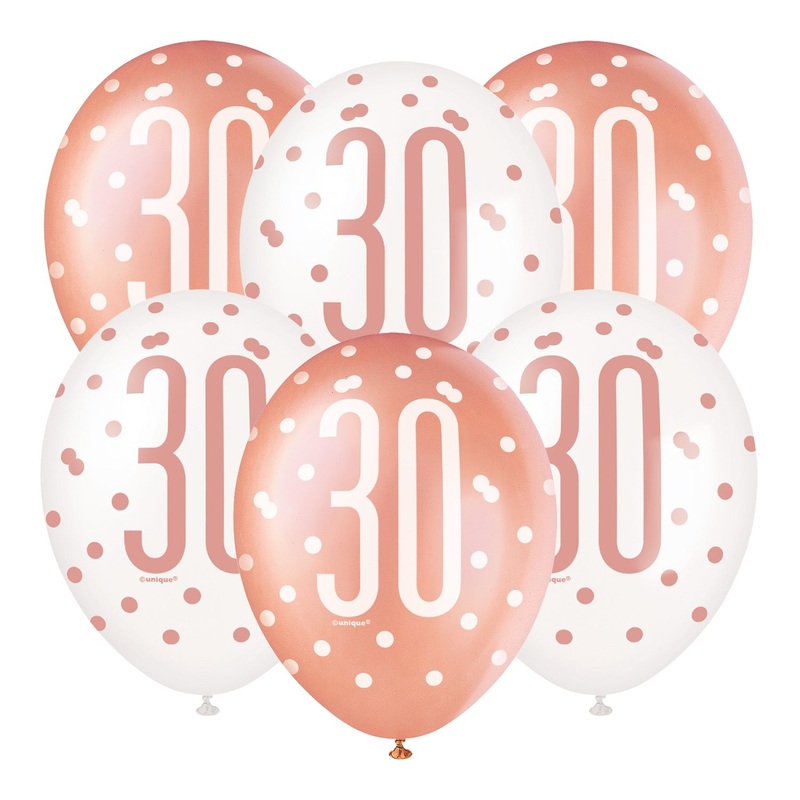 PACK OF 6 LATEX - 30th - ROSE GOLD