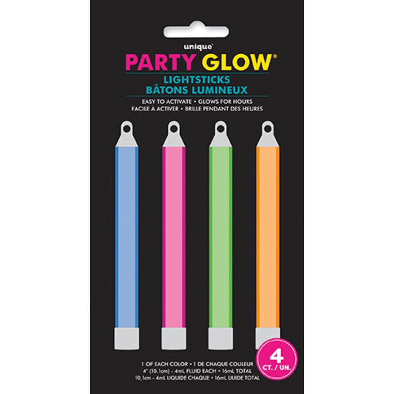 PARTY GLOW - ASSORTED LIGHTSTICKS - PACK OF 4