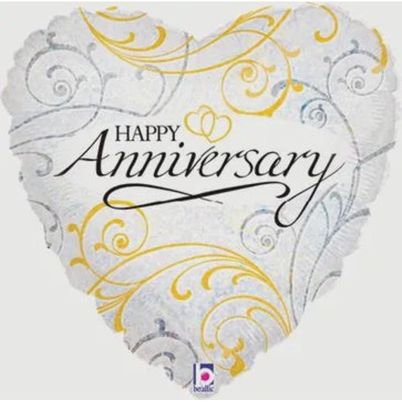 18" FOIL - HAPPY ANNIVERSARY - FILIGREE