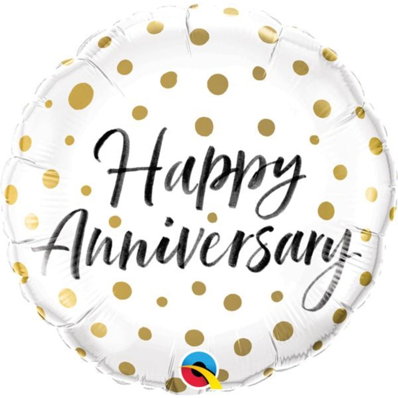 18" FOIL - HAPPY ANNIVERSARY - GOLD DOTS
