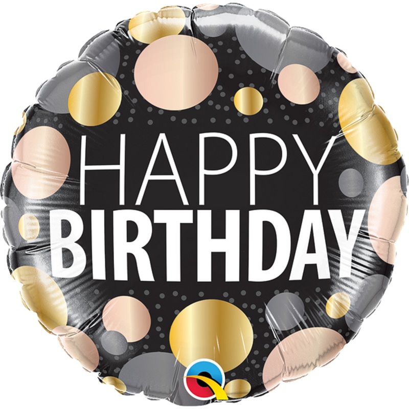 18" FOIL - HAPPY BIRTHDAY  - METALLIC DOTS