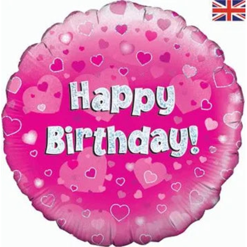 18" FOIL - HAPPY BIRTHDAY - PINK HOLOGRAPHIC