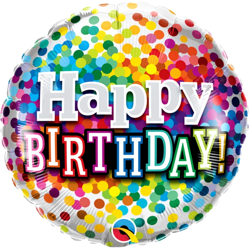 18" FOIL - HAPPY BIRTHDAY - RAINBOW CONFETTI