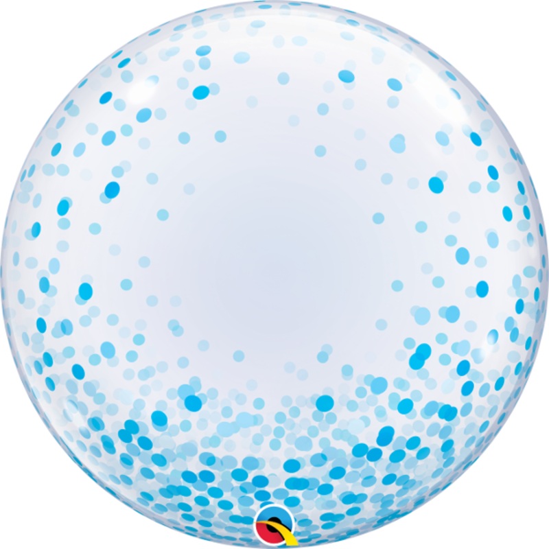 24" DECO BUBBLE - BLUE CONFETTI DOTS