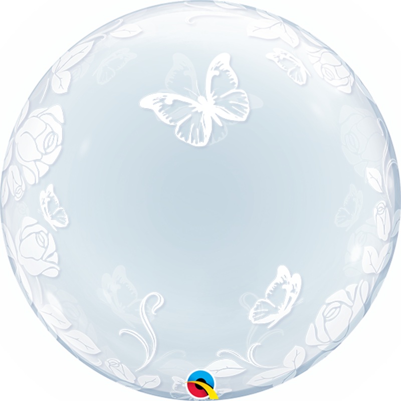 24" DECO BUBBLE - ELEGANT ROSES & BUTTERFLIES