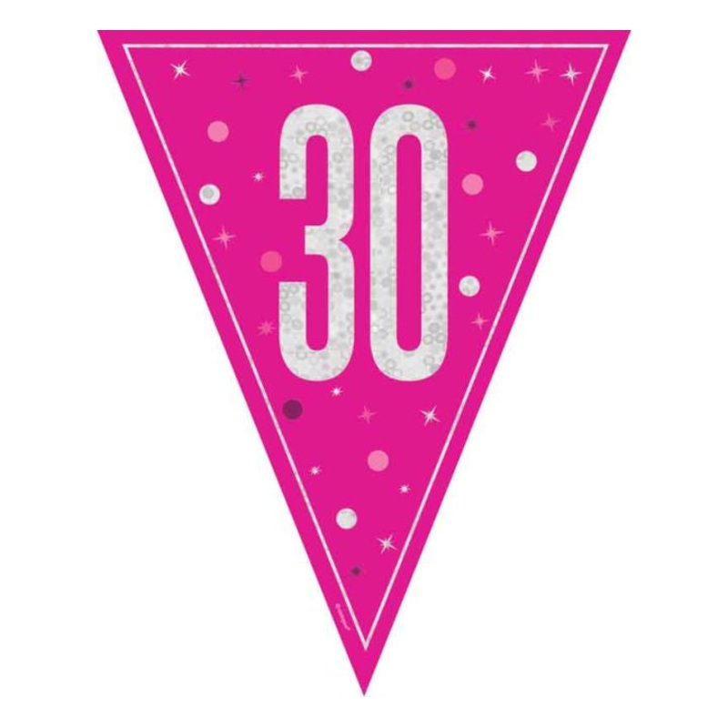 BUNTING - 30th - PINK GLITZ
