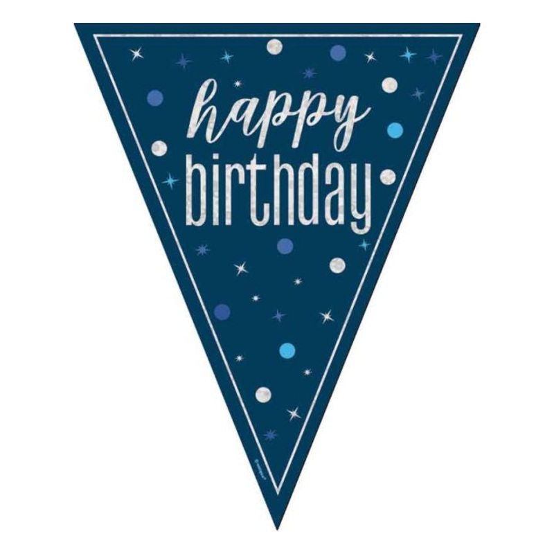 BUNTING - HAPPY BIRTHDAY - BLUE GLITZ