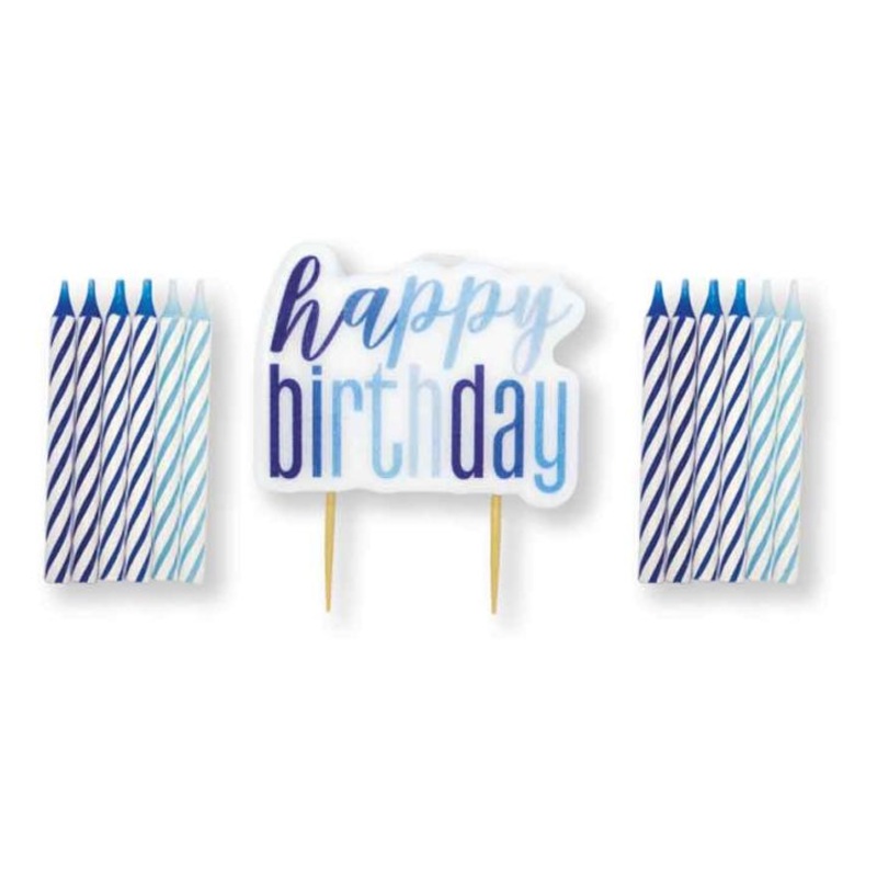 CANDLE - HAPPY BIRTHDAY - BLUE