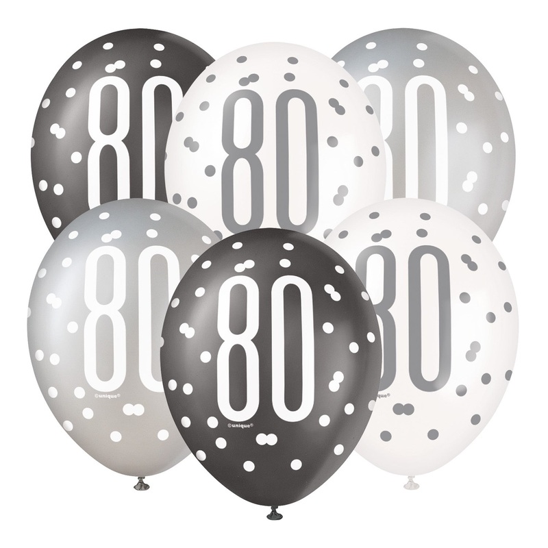 PACK OF 6 LATEX - 80th - BLACK