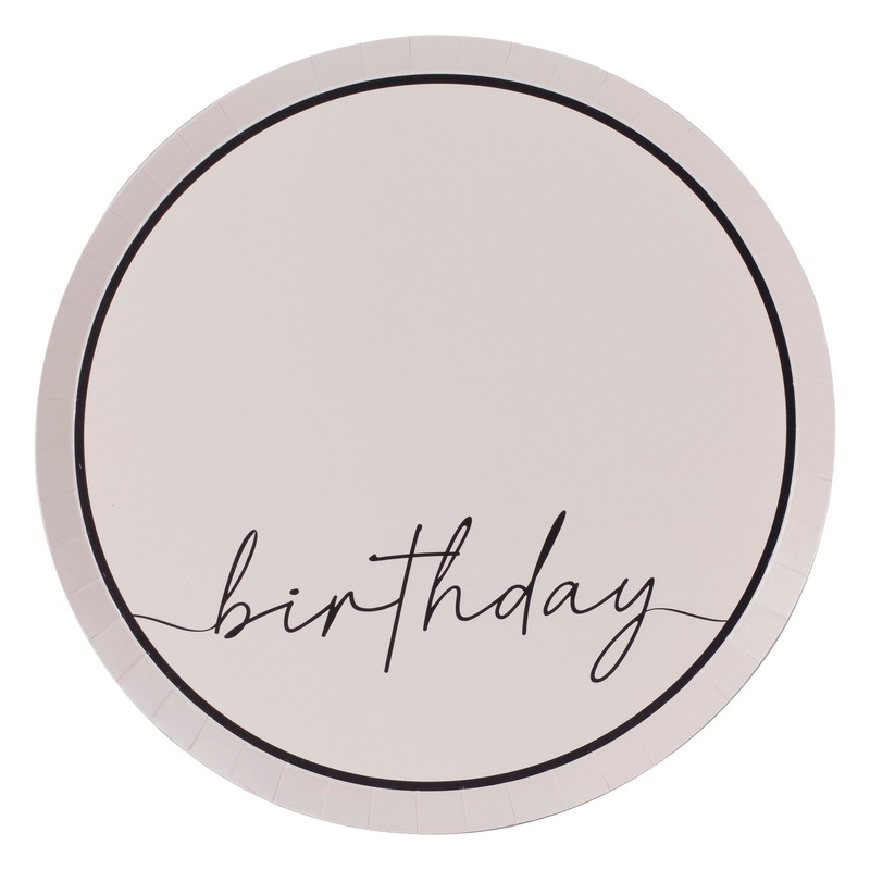 PLATES - BIRTHDAY NUDE & BLACK - PACK OF 8