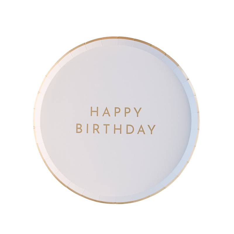 White & Gold Signature Happy Birthday Small Plates