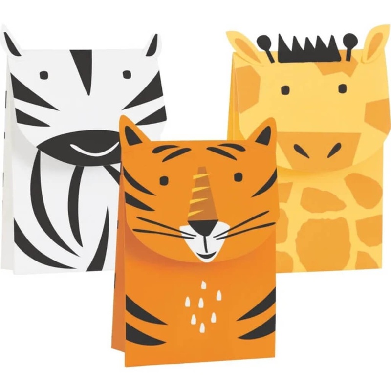 Animal Safari Paper Treat Bags 3pk