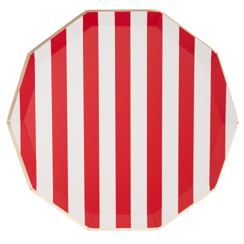Cherry Red Signature Cabana Stripe Dinner Plates