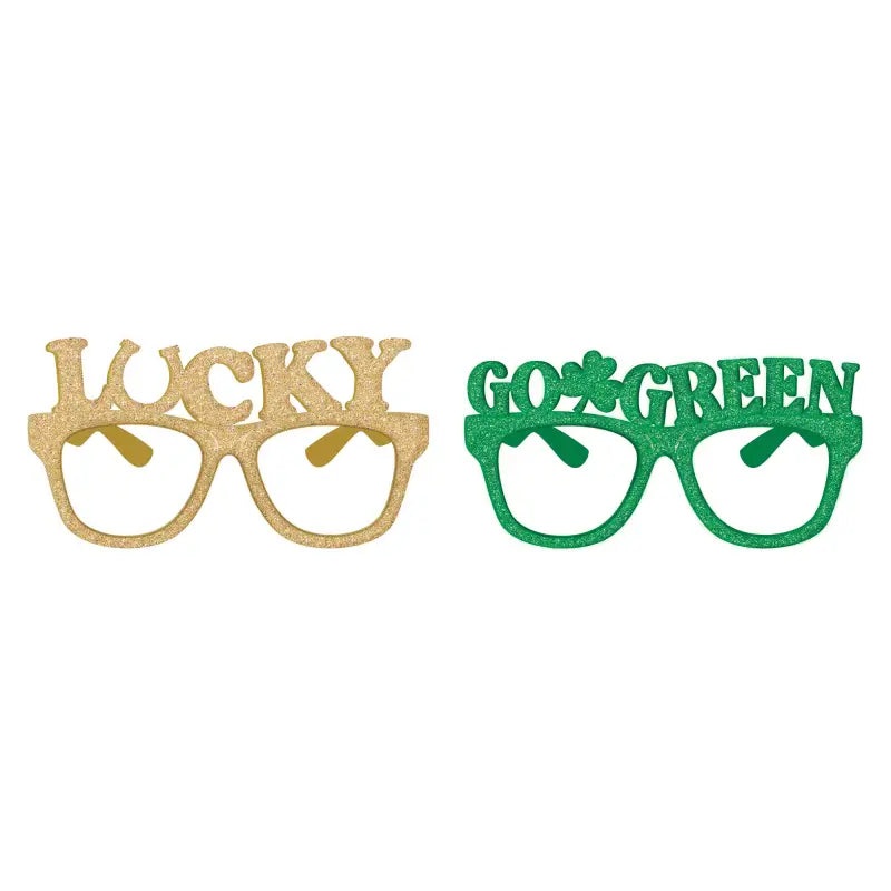 St Patrick's Day Glittered Glass Frames 6pk - Gold & Green