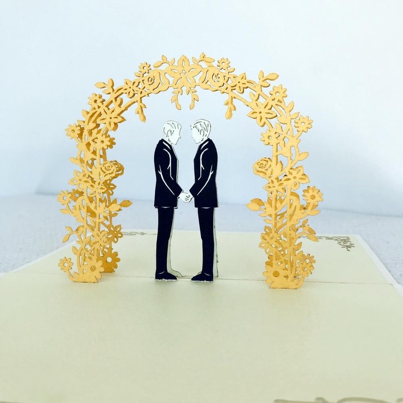 Two Grooms Wedding Pop Up Card