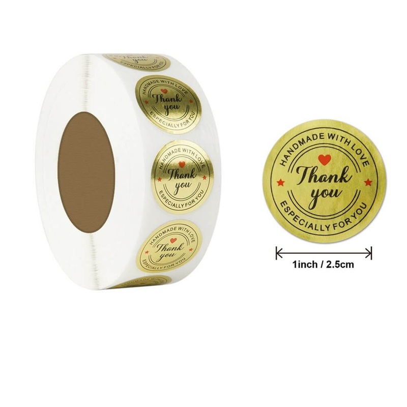 2.5cm Handmade With Love Thank You Especially For You Stickers 50pk