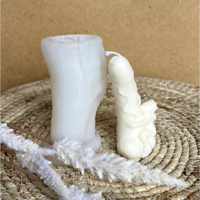 3D Sexy Woman Holding Penis Shaped Silicone Mold