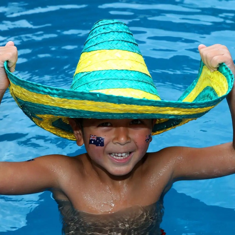 Australia Green & Gold Straw Sombrero Hat