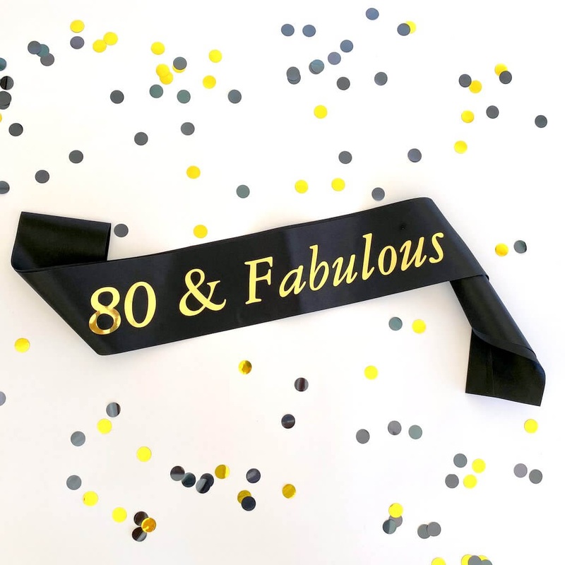Black '80 & Fabulous' Birthday Party Sash