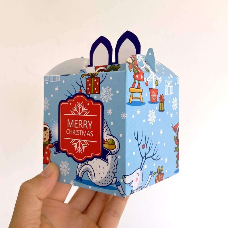Blue Red Merry Christmas Happy Little People Treat Boxes 5pk - Castle