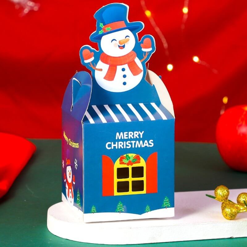 Blue Snowman Merry Christmas Favour Boxes 5pk