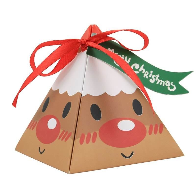 Christmas Pyramid Candy Gift Boxes 5pk - Cute Smiling Reindeer