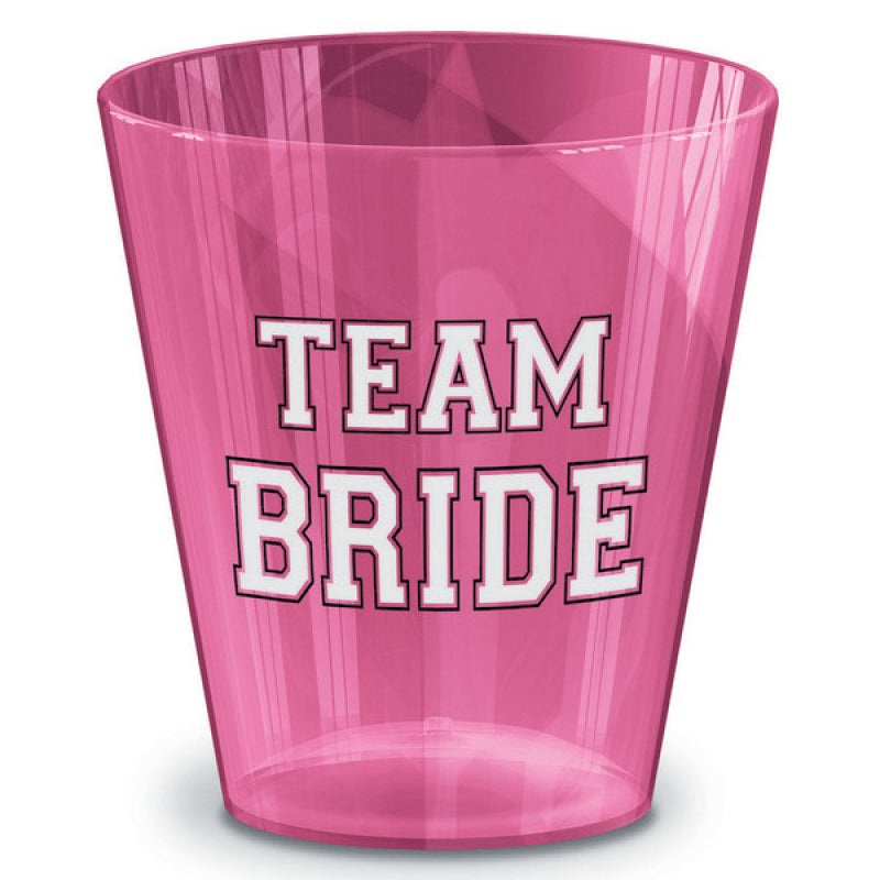 Reusable Hot Pink TEAM BRIDE Shot Glasses 40pk