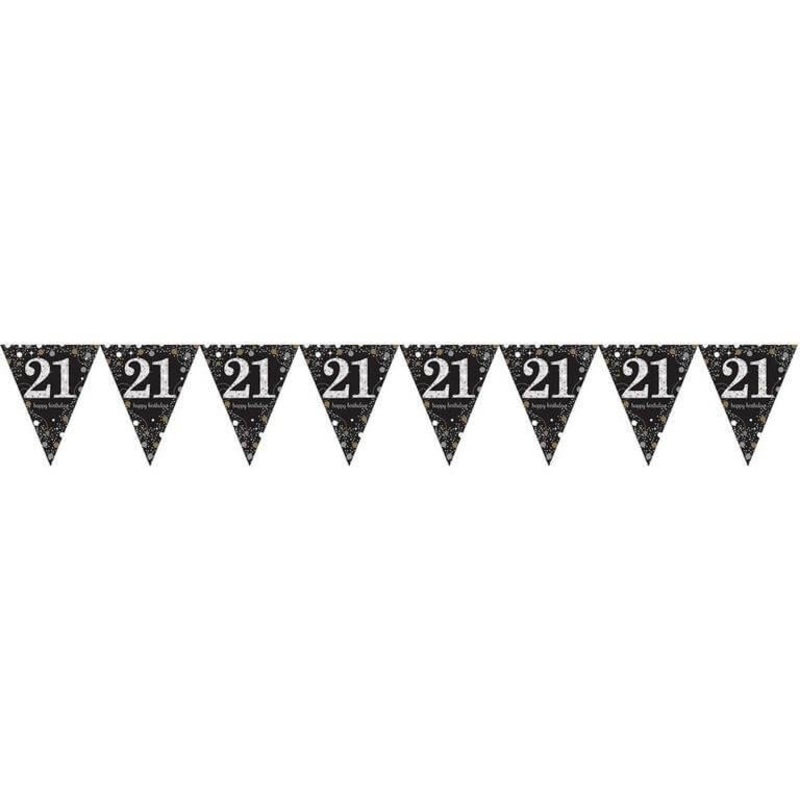 Sparkling Celebration 21 Prismatic Plastic Pennant Banner