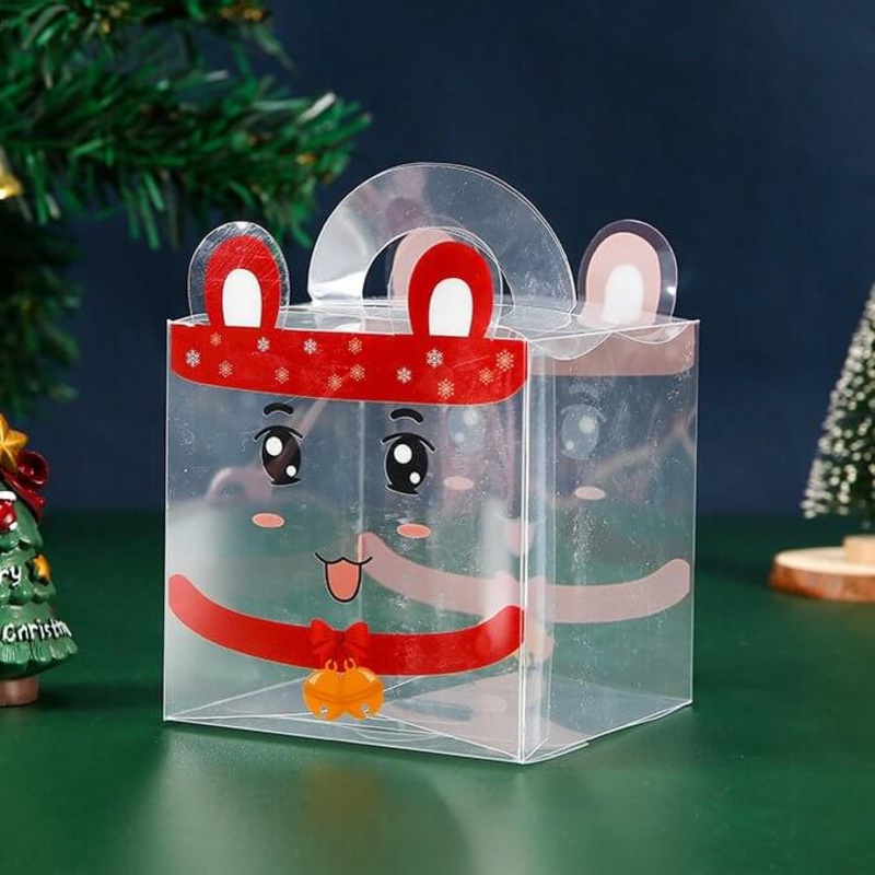 Transparent Christmas Treat Boxes 5pk - Cheeky Face