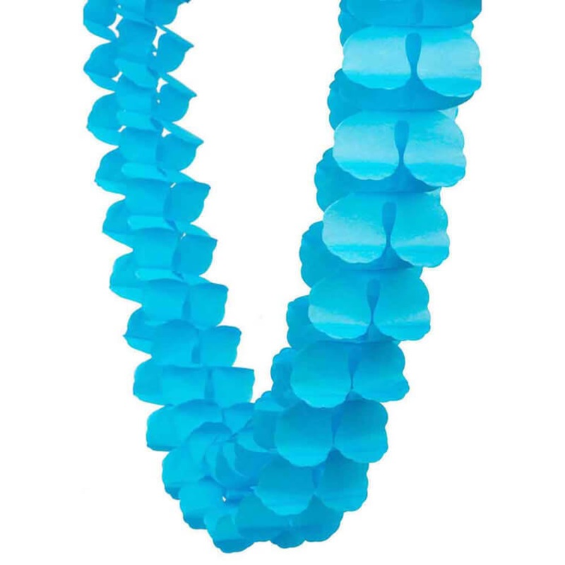 3.6m Four Leaf Clover Tissue Paper Garland - Blue