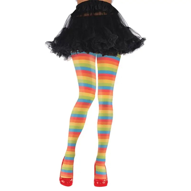 Adult Rainbow Striped Clown Tights