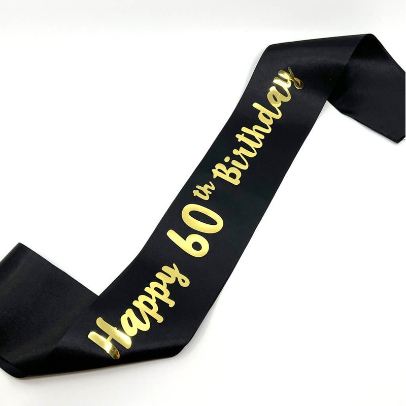 Black 'Happy 60th Birthday' Sash