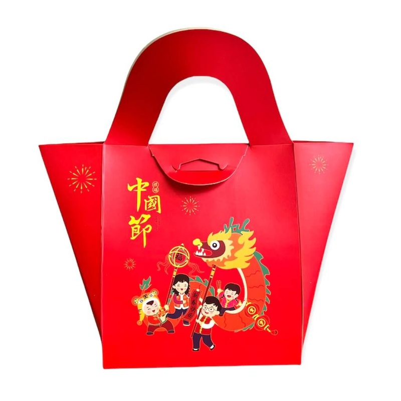 Chinese New Year Paper Bags With Handles 5pk - Lion Dance